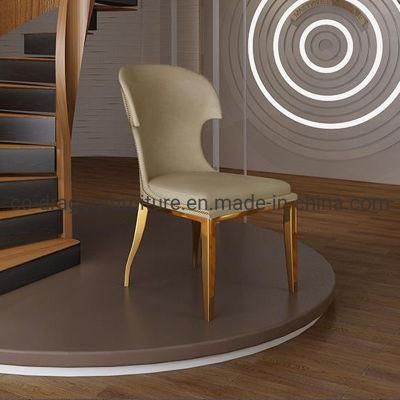 Simple Luxury Steel Leg Leather Dining Chair for Home Furniture
