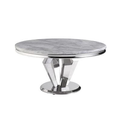 Home Hotel Dining Room Furniture Marble Dining Table with Stainless Steel Frame