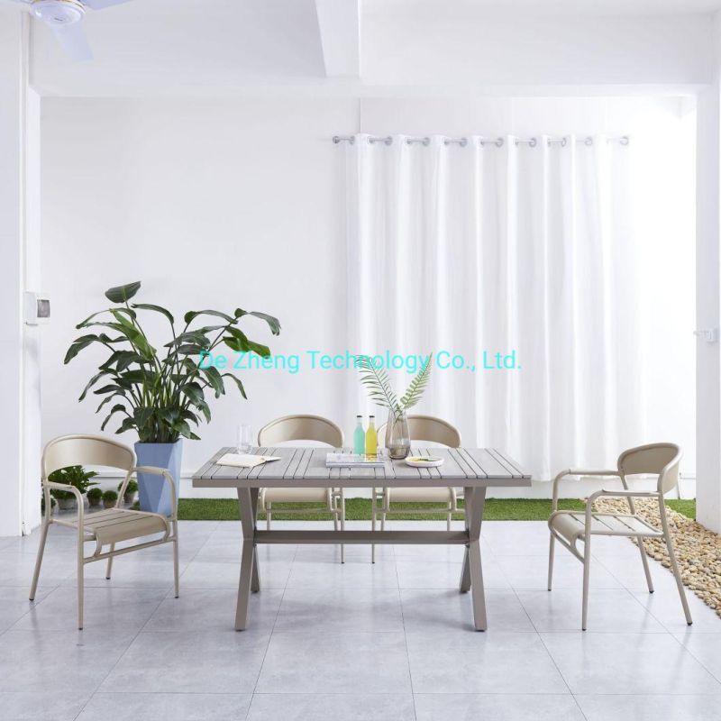 High Quality Simple Design Style Plastic Wood Furniture Dining Table