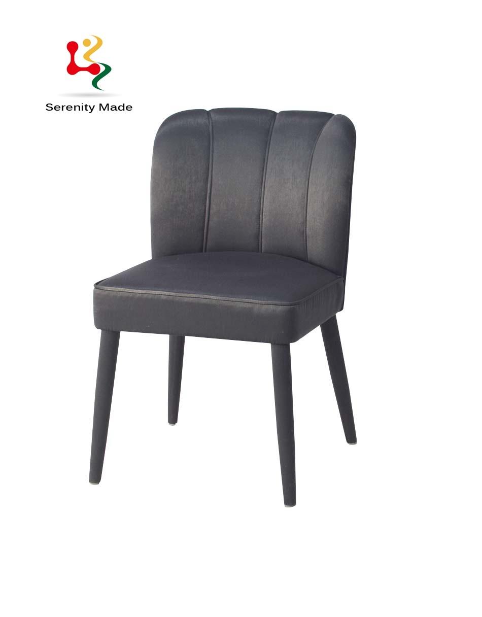 Modern Commercial Restaurant Furniture Dark Grey PU Leather Seat Wooden Legs Dining Chair