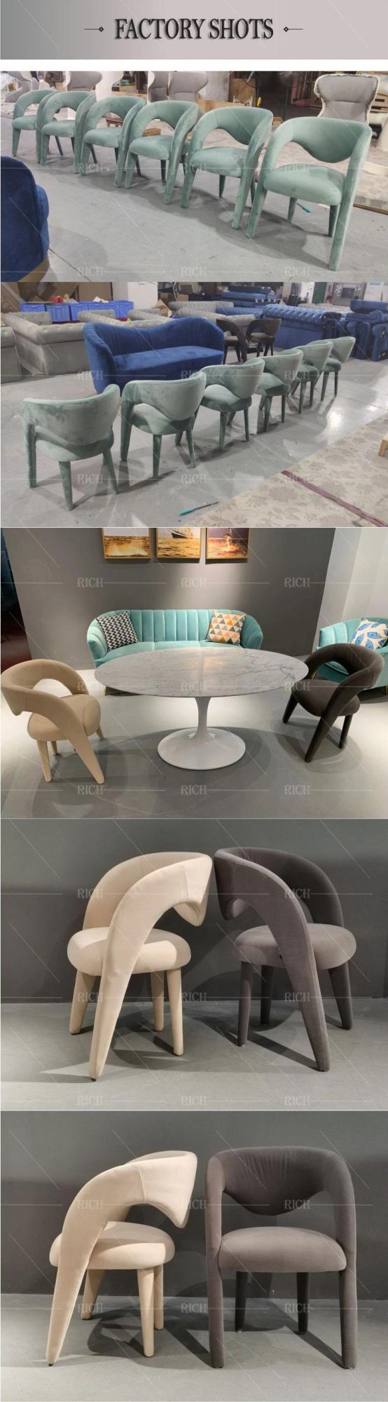 European Scandinavian Nordic Upholstered Dining Chair Danish French Holland Popular Velvet Fabric Accent Chair Hotel