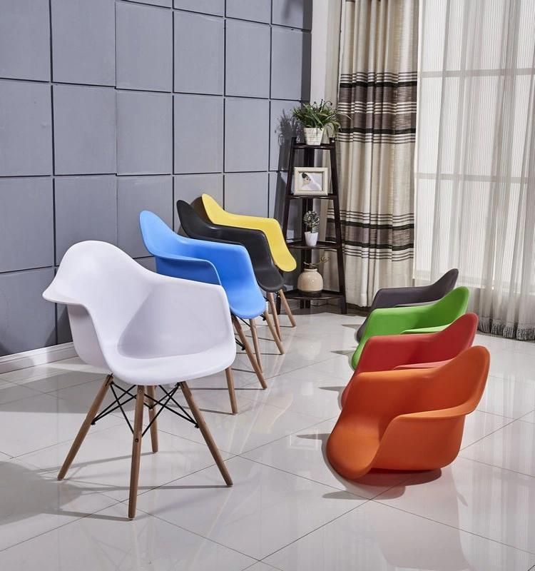 Wholesale Dining Room Set Modern Plastic EMS Chair Restaurant Armchair with Wooden Leg