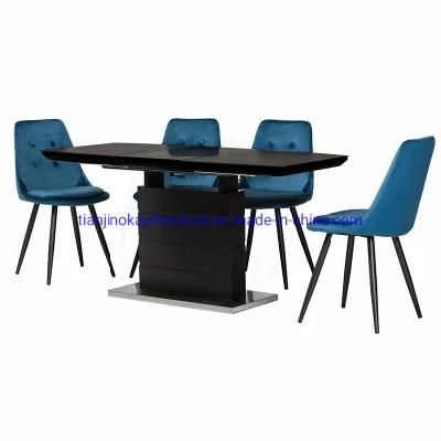 Round MDF+Ceramic Top Extendable Table with Drawers on Frame High End MDF Dining Table Dining Chair Sets