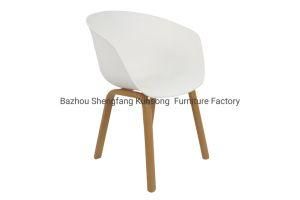 Modern PP Plastic Leisure Dining Chair with Beech Wood Legs for Home Hotel