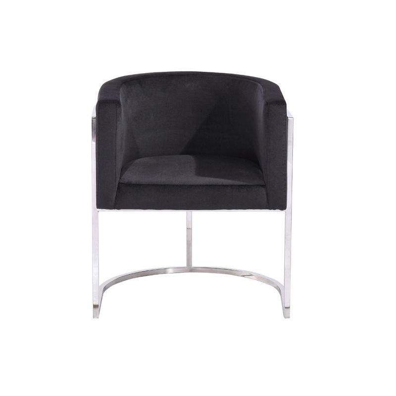 Chinese Wholesale Modern Design Furniture Stainless Steel Frame Velvet Fabric Upholstered Dining Chair