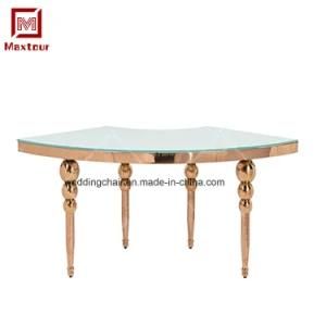 Luxury Half Moon Gold Silver Stainless Steel Wedding Dining Table