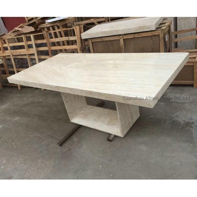 Modern Furniture Wholesale Natural Stone Travertine Dining Table