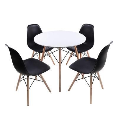 Wholesale Simple Design Black MDF Round Dining Table and Chair Set