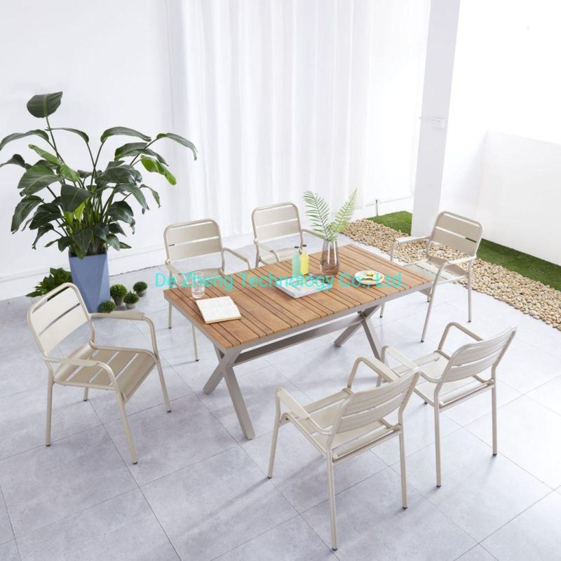 High Quality Simple Design Style Plastic Wood Furniture Dining Table