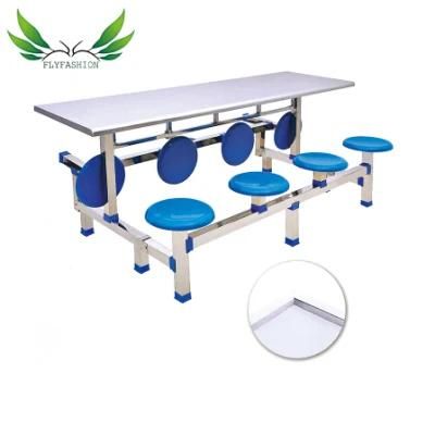 School Restaurant Stainless Steel Long Dining Table and Chairs