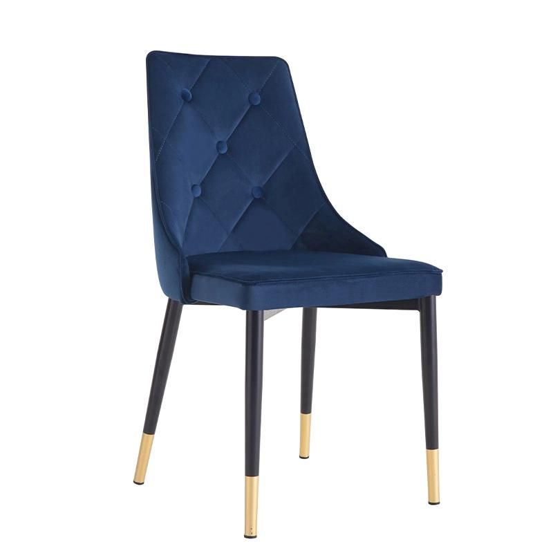 New Luxury Design Restaurant Modern Fabric Dinning Green Dining Velvet Chairs with Golden Legs