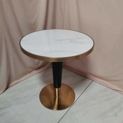 Home Style Collection Vintage Side Table Hotel Luxury Furniture European Design Table with Marble Top White Round Table