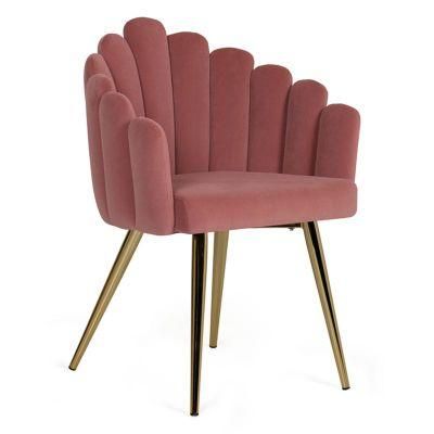 Hot Sale Modern Furniture Velvet Gold Legs Fabric Dining Chair