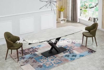 Personalised Ceramic Extension Dining Table OEM Restaurant Furniture