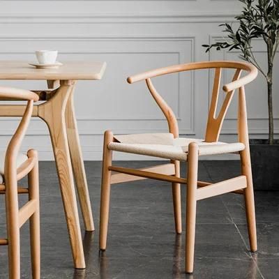 Solid Wood Material and Braided Rope Seat Wishbone Chair