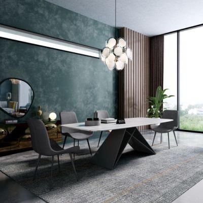 Home Furniture Set Marble Dining Table PU Leather Chairs Restaurant Furniture