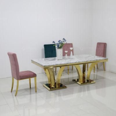 High Glass Silver Ss Stainless Steel Dining Room Table Set