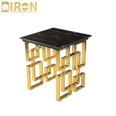 Hotel Luxury Design Banquet Hall Gold Metal Dining Table for Home Restaurant