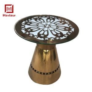 Unique Design Gold Stainless Steel Glass Top Coffee Table for Sale