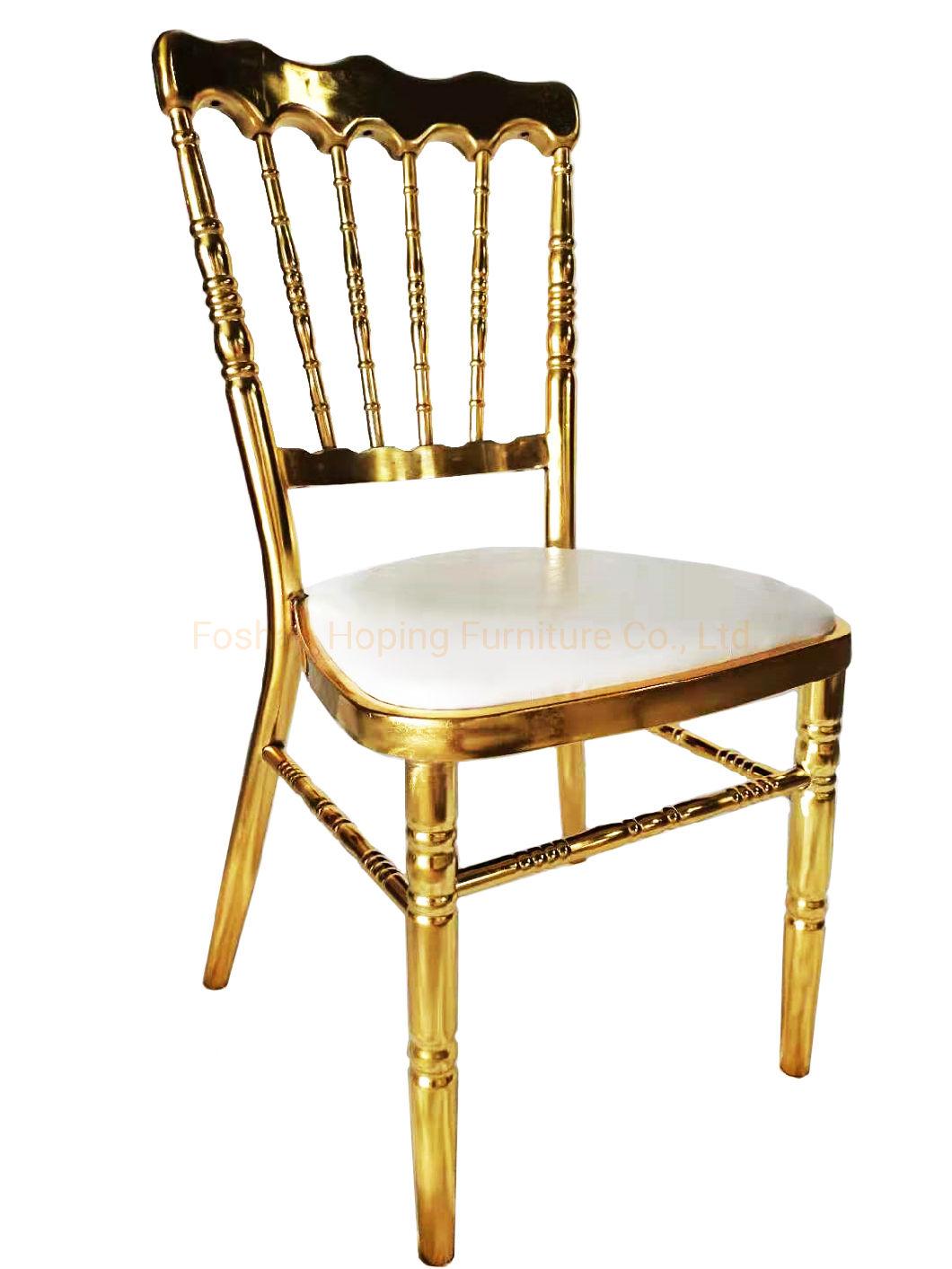 Luxury Event Furniture Royal Crown for Event Wedding Use Resin PC Iron Aluminum Metal Clear Silla Tiffany Transparent White Gold Chiavari Napoleon Chair