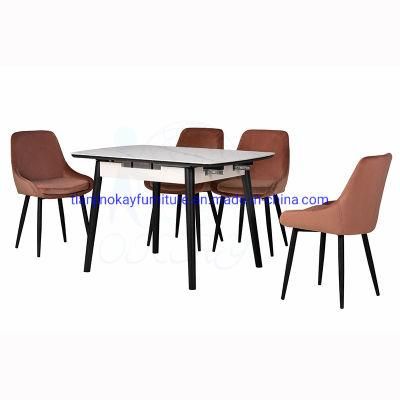 Italian Modern Wooden Extendable Furniture Dining Table Sets Luxury 6 Chairs Sintered Stone Ceramic Marble Dining Table Set