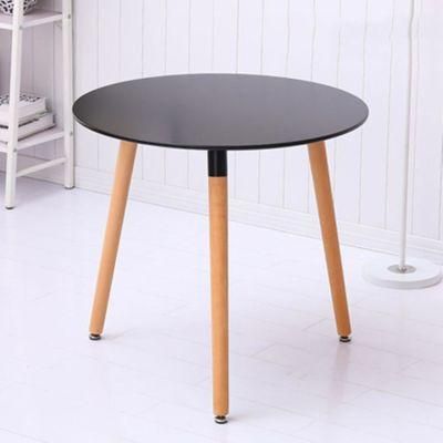 60*60cm Modern Style Big Table with MDF Desktop Wood Legs Round Dining Table