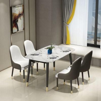 Optional Marble Pattern Light Luxury Open Style Modern Metal Dining Table