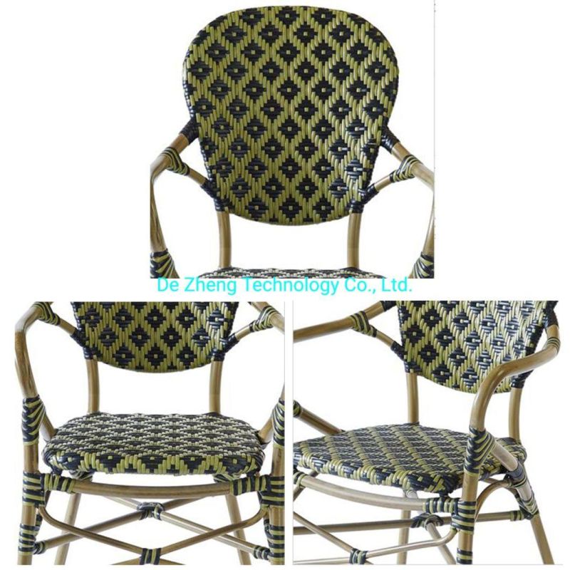 Outdoor Wedding Wholesale Restaurant Furniture PE Rattan Wicker Bar Chair with Aluminum Frame