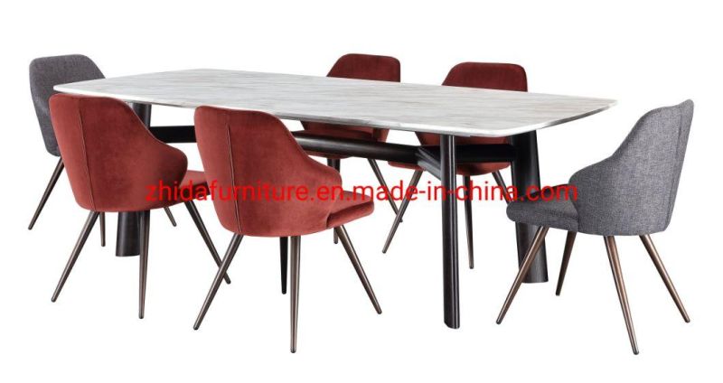 Black Wooden Base White Marble Top Dining Room Furniture Dining Table