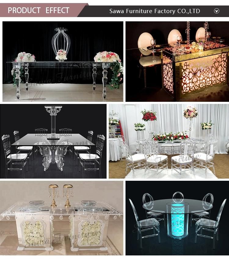 Wedding Transparent Clear Romantic Acrylic Cake Table with LED Light