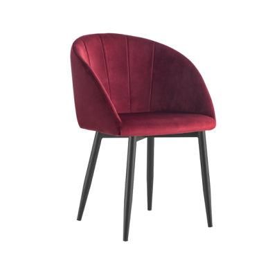 Modern Restaurant Chair Dining Room Furniture Upholstery Velvet Chairs with Metal Leg