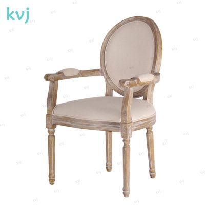 Kvj-7143 Antique Washwhite French Dining Room Louis Armchair