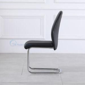 Modern High Quality Leather Upholstered Seat with High Backrest Chrome-Plated Legs Restaurant Outdoor Dining Chair