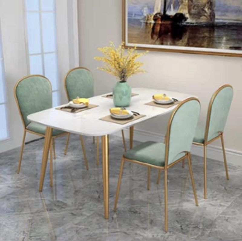 Chair Dining Room Upholstered Chair PU Leather with Metal Legs