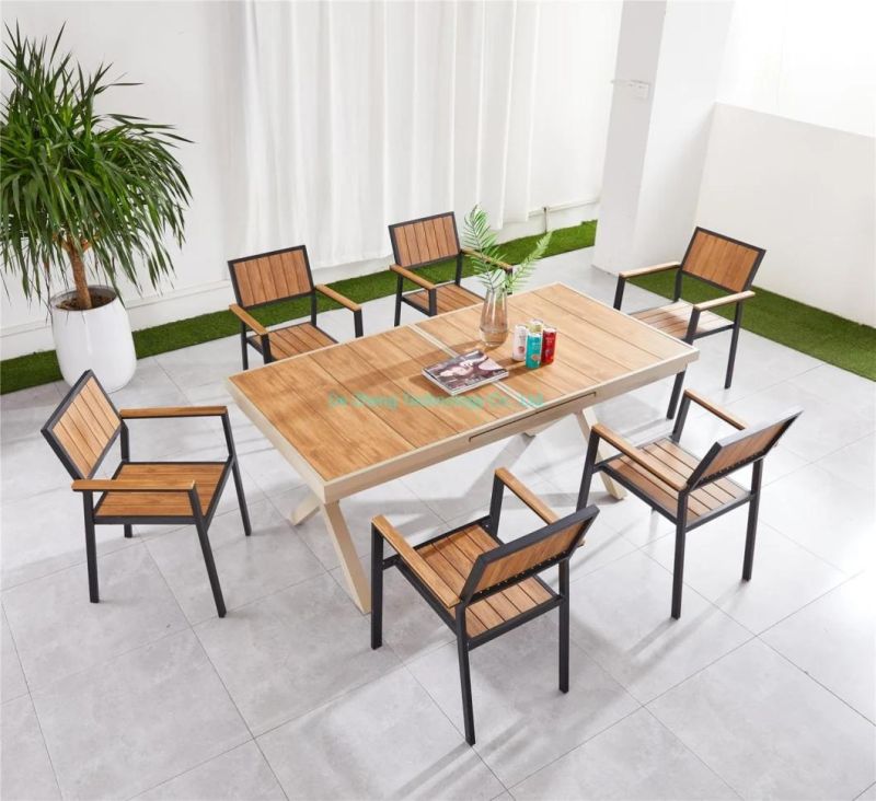 Modern Restaruant Pedestal Chair Popular Selling Polywood Aluminium Bistro Set White Square Outdoor Table Garden Dining Set