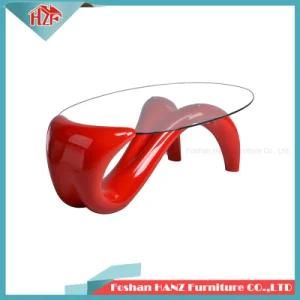Modern Cheap Factory Wholesale Red Glass Coffee Table