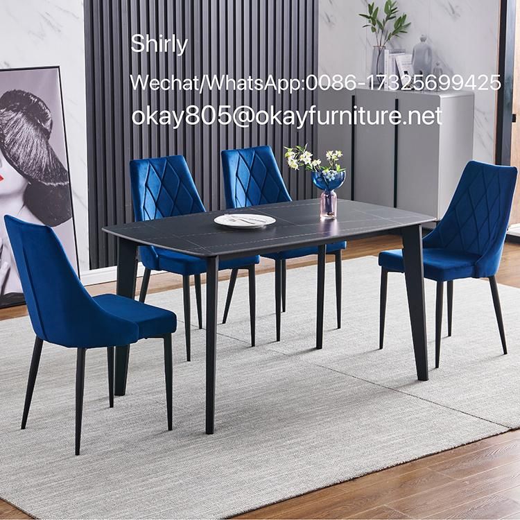 Wholesale Modern Design Grey Fabric Upholstered Seat Dining Chairs