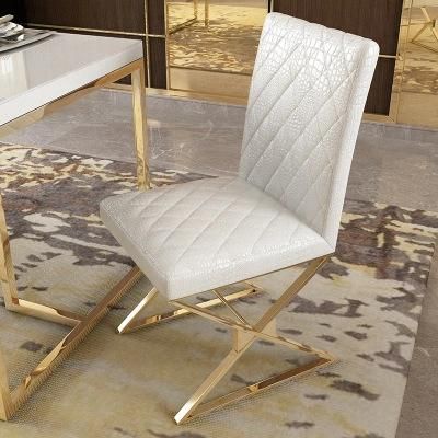 Simple Design Dining Room Chairs Furniture Luxury Style Leather Dining Chair with Metal Legs
