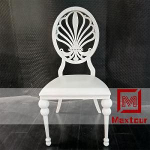 Elegant White Iron Round Cross Back Dining Chair