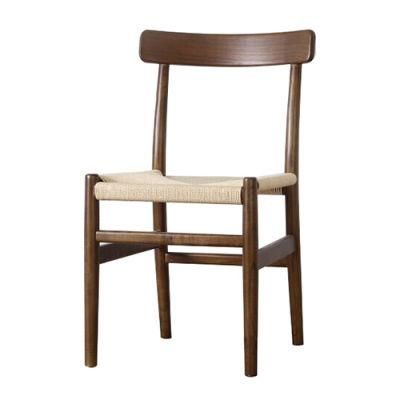 Kvj-9012 Chinese Square Walnut Ash Wood Cord Seat Dining Chair