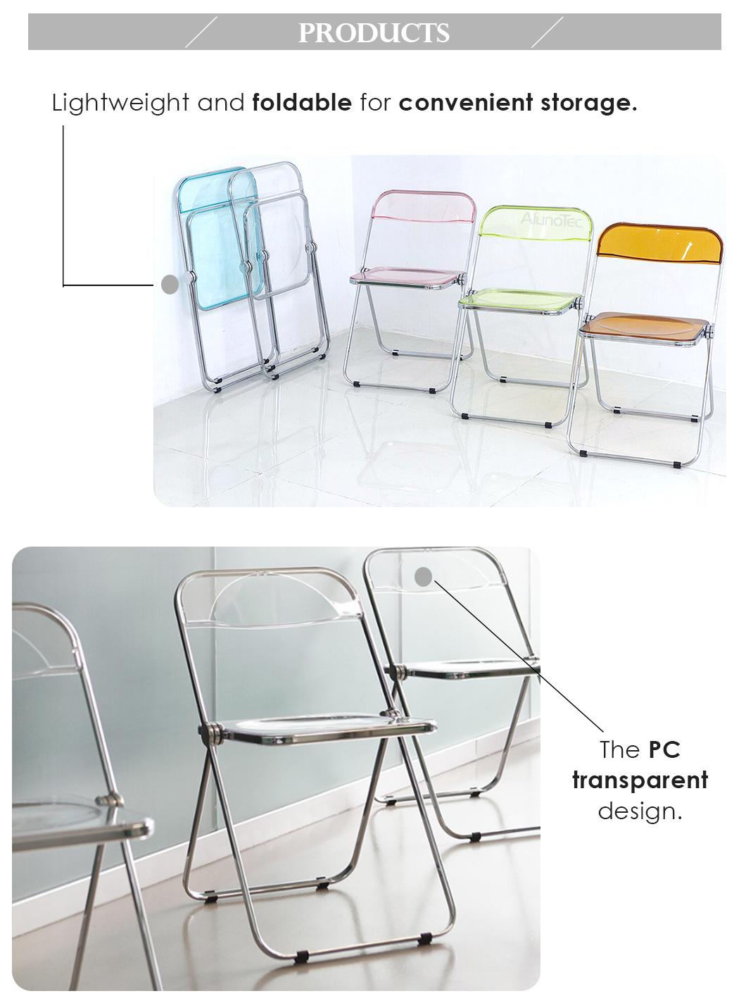 Italian Design Office/Bar/Dining/Leisure/Banquet Plia Folding Plastic Chair in Chrome