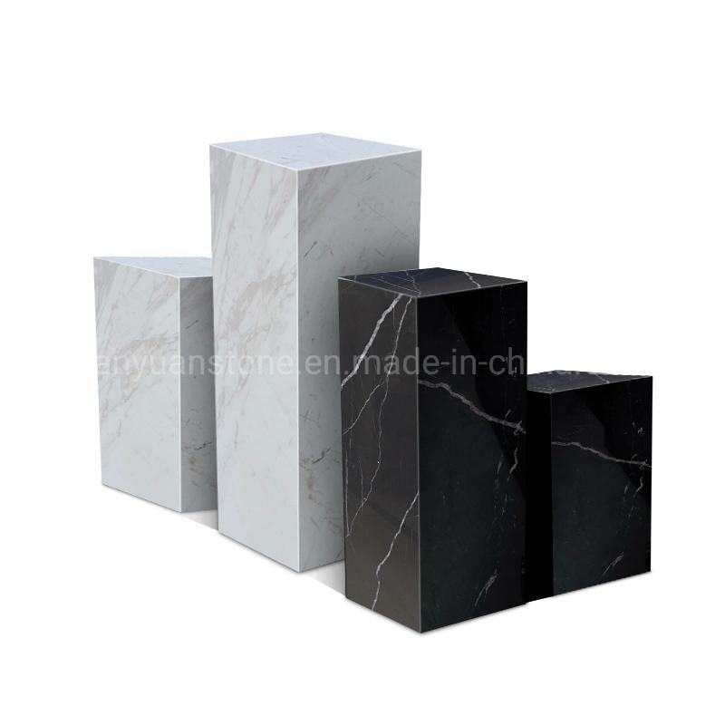 Marble Statue Figurine Vase Cube Display Pedestals for Home Museum Decor