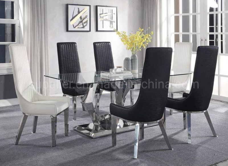 American Style House Restaurant Furniture Glass Stainless Steel Dining Tables