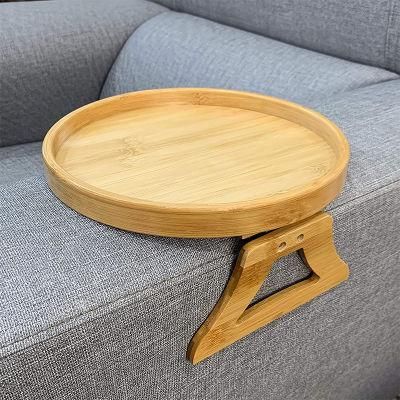 Foldable Bamboo Sofa Couch Tray with Clip