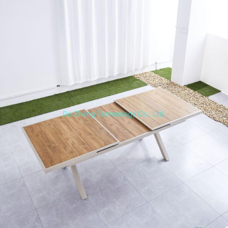 Leisure Facilities Garden Detachable and Assembled Cartons Extendable Table Outdoor Furniture Poly Wood Metal Dining Table