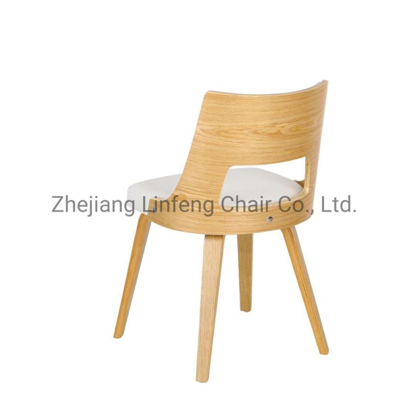 Wholesale Classic Nordic Cheap Wood Armrest Leather French Bent Plywood White Dining Chair