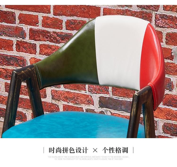 Hot Sell Assorted Colors a Shaped Western Restaurant Furniture Outdoor or Indoor Dining Chairs Leather Armrest Metal Frame Chair