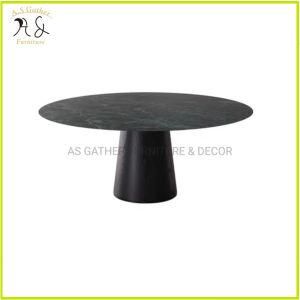 Italian Simple Style Solid Ash Wood Table Base Luxury Big Round Marble Dining Table