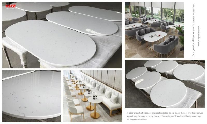 Restaurant Furniture Solid Surface Stone Glossy 4 Seater Dining Tables with PP Chairs