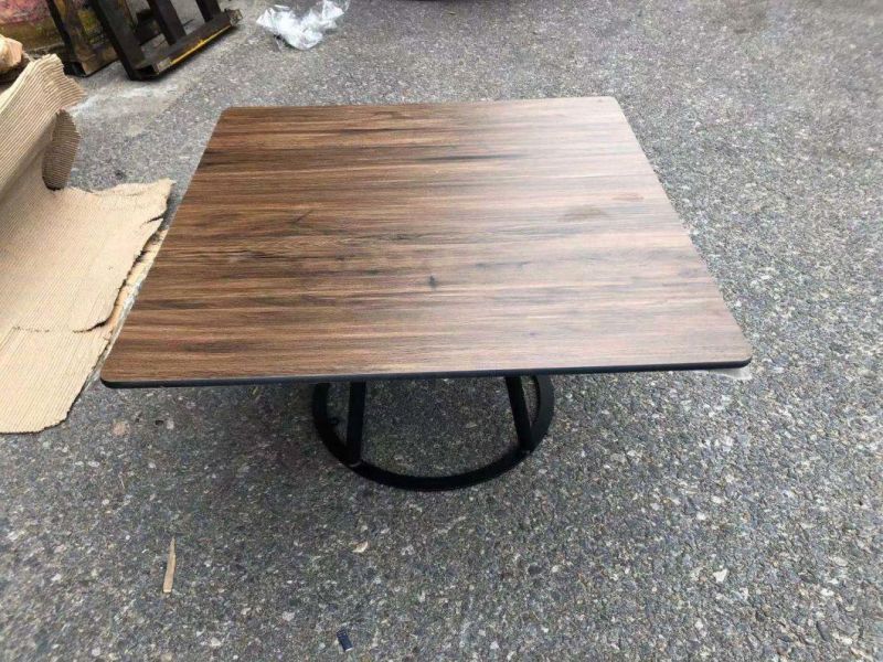 Restanurant Furniture Square Light Wood Color Frame Timber Table Top